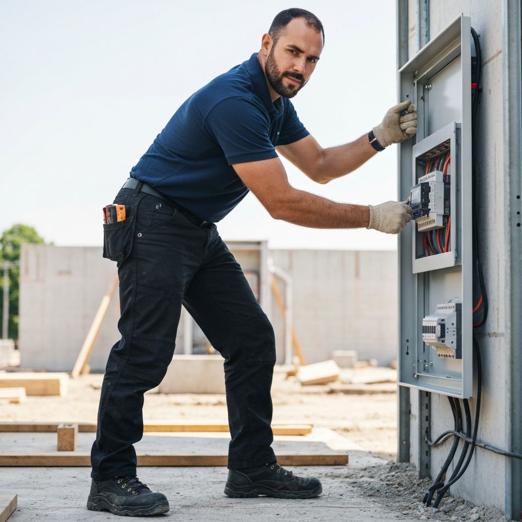 Certified electrician at work
